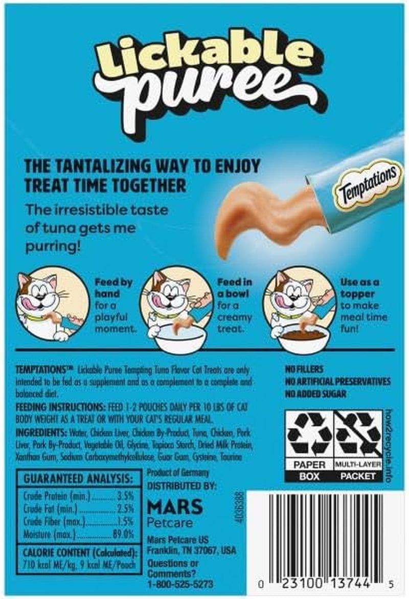 Creamy Puree Squeezable Lickable Cat Treats, Wet Cat Treats with Tuna, 0.42 Oz. Tubes, 4 Count, Pack of 11 (44 Total)