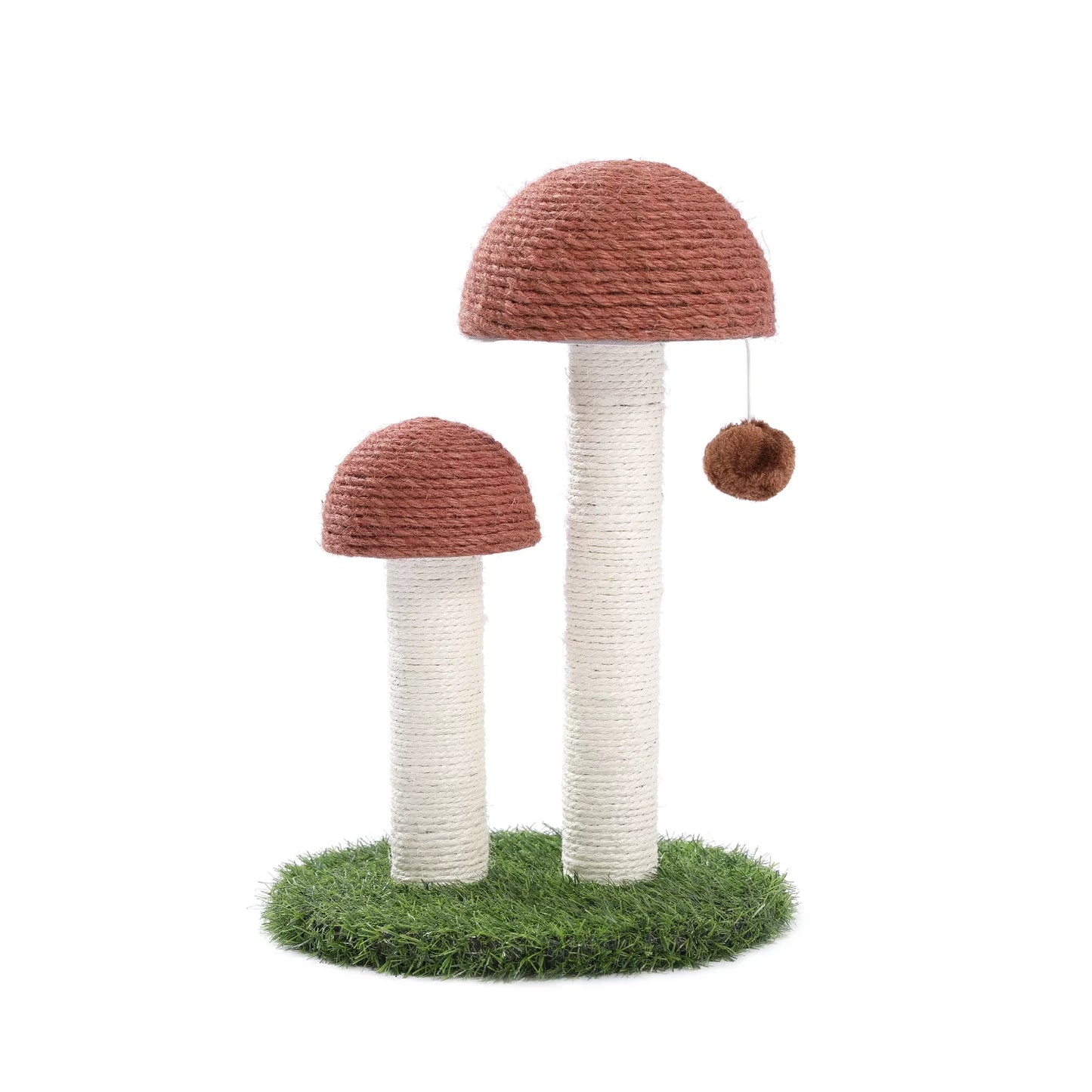 Charming 19" Brown Mushroom Cat Scratching Post - Perfect Sisal Claw Scratcher for Kittens and Small Cats