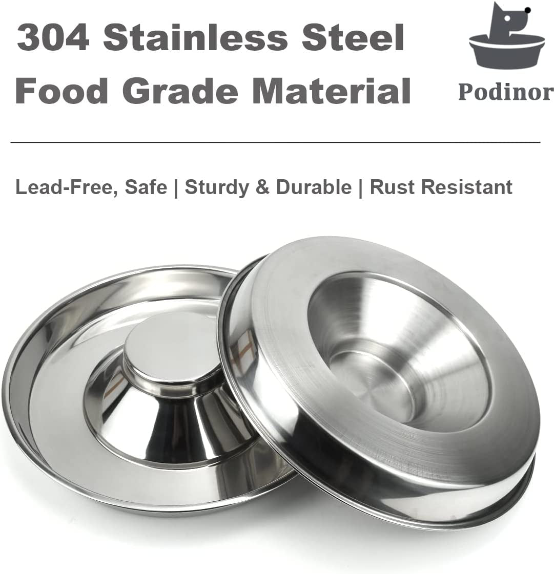 Stainless Steel Puppy Dog Bowls 2 Pack, Pets Puppies Feeding Food and Water Weaning Bowls Dishes Feeder, 13.4 Inch